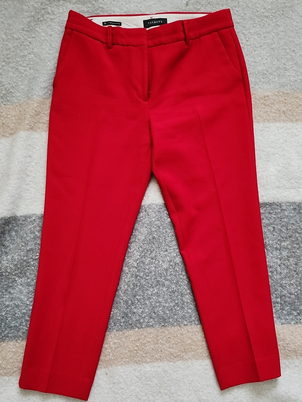 Talbots Hampshire Ankle Pants Red Flat Front Size 8P EUC Business Casual